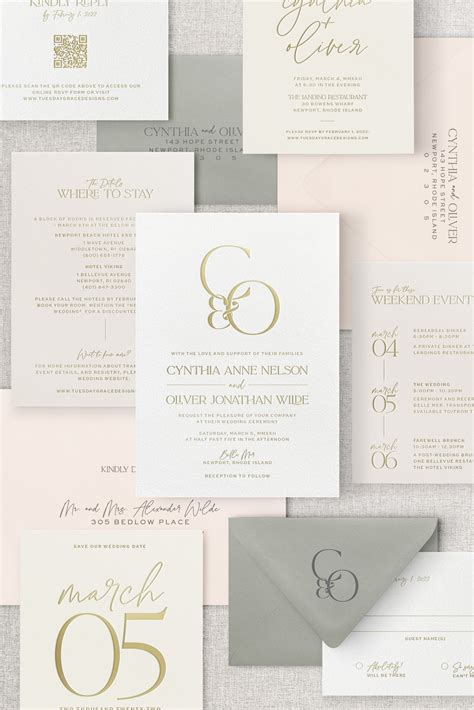 Newport Wedding Invitation Collection | Gold Foil Stationery - Tuesday ...