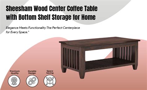 THANGLALA Sheesham Wood Center Coffee Table with Bottom Shelf Storage ...