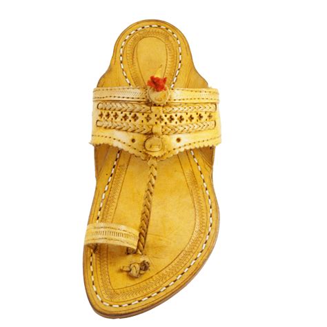 Shop Yellow Leather Single wadi Kapashi kolhapuri chappal for Men | Vhaan