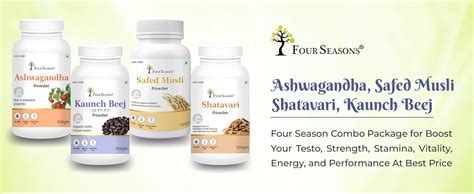 Four Seasons Ashwagandha, Safed Musli, Shatavari & Kaunch Beej Powder ...