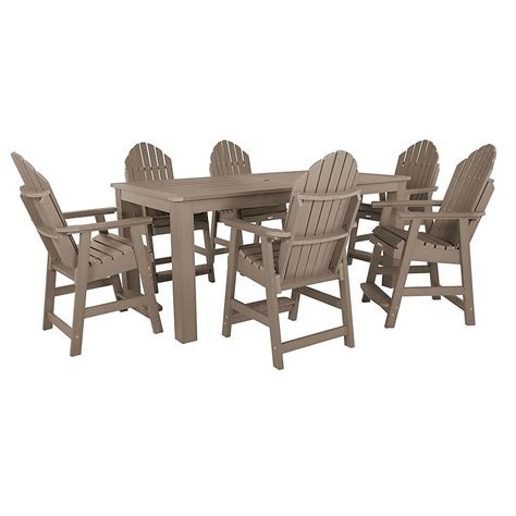 highwood Hamilton 7 Bar Height Patio Dining Set Plastic Rectangle Table ...