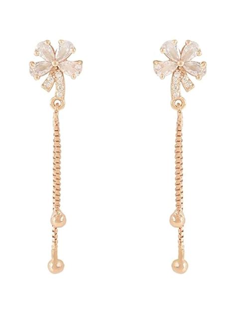 Buy I Jewels Rose Gold Plated Cz American Diamond Pearl Studded Drop ...