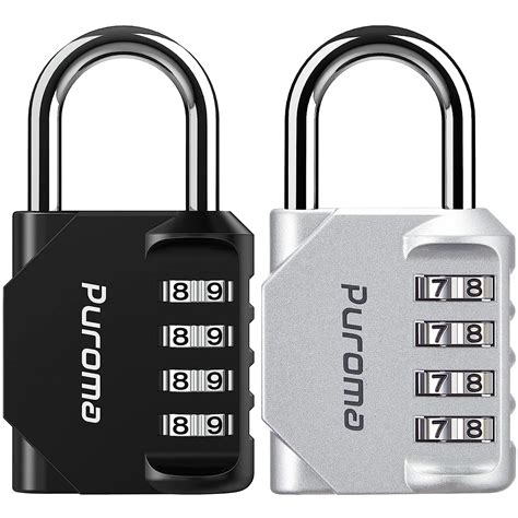 Puroma 2 Pack 4 Digit Combination Locks School Gym Locker Padlock ...