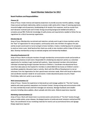 Fillable Online Board Positions and Responsibilities Fax Email Print ...
