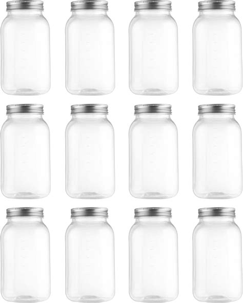 Amazon.com: novelinks 32 OZ Clear Plastic Mason Jars with Lids ...