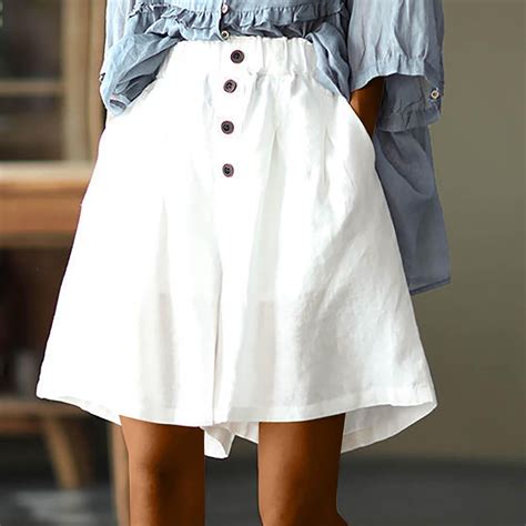 Tdoqot Bermuda Shorts for Women- Plus Size Baggy Casual Cotton linen ...