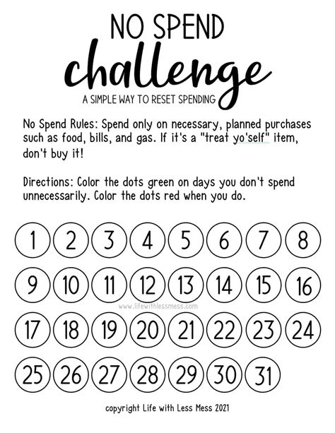 No Spend January Printable