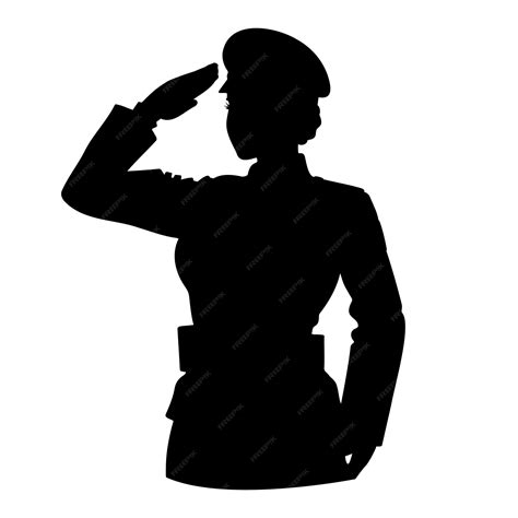 Premium Vector | Soldier woman salute silhouette vector illustration