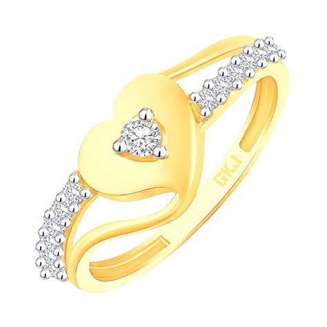 Gk Jewellers Heart Gold Plated Alloy & Brass Cubic Zirconia Finger Ring ...