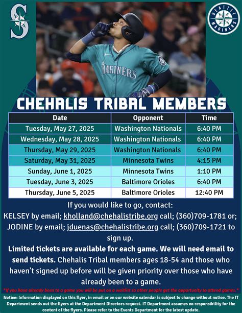Mariners Games! - The Chehalis Tribe
