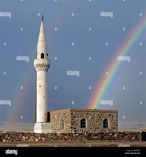 mosque Turkey Anatolia religion Islam rainbow Ostanatolien Stock Photo ...