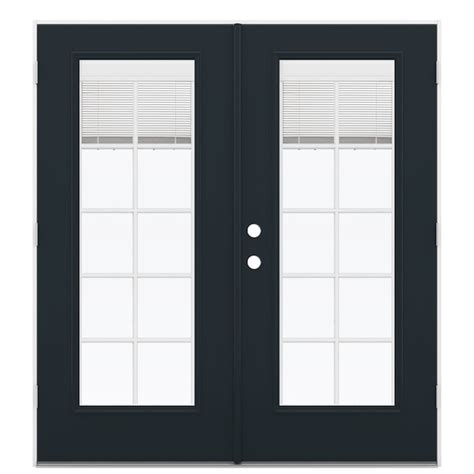 JELD-WEN 72-in x 80-in x 4-9/16-in Jamb Black Steel Left-hand outswing ...