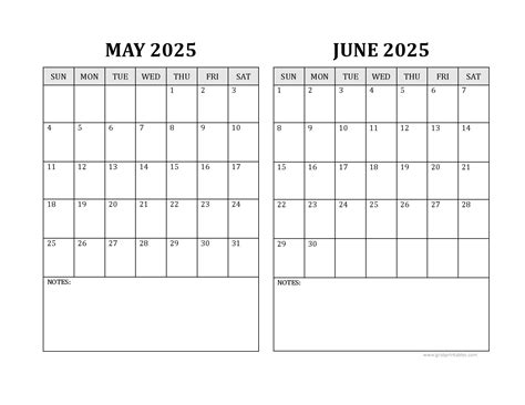 Printable Calendar May And June 2025