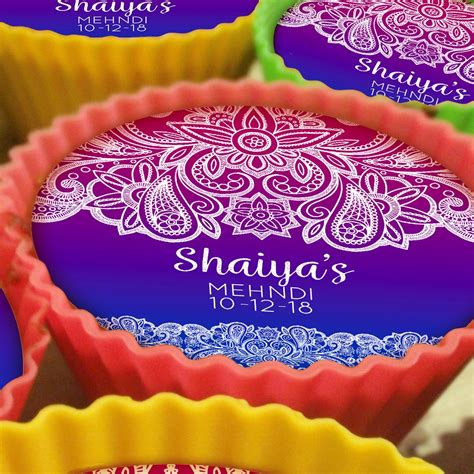 Buy Indian Mehndi Blue Violet - 20 x 5cm Personalised Edible Cupcake ...