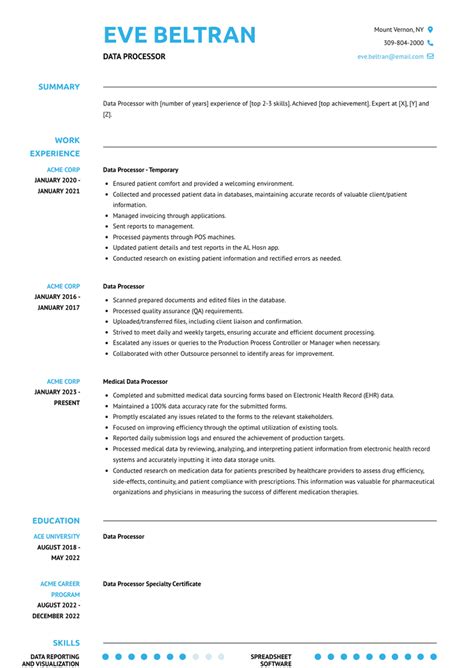 Image result for Data Processing CV