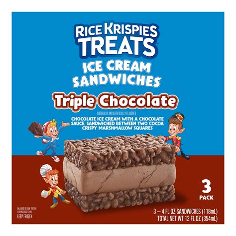 Rice Krispies Treats Triple Chocolate Ice Cream Sandwiches, 4 fl oz, 3 ...