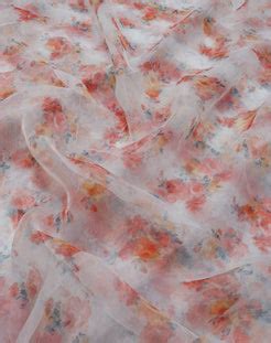 Shop Exquisite Off White Digital Printed Organza Silk Floral Fabric (1 Mtr)