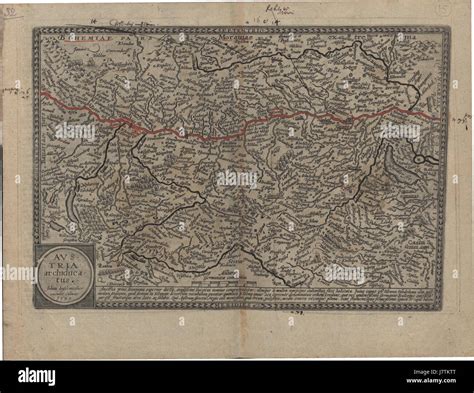 The 1593 map of Austria Archiducatus illustrates the territorial boundaries and features of the ...