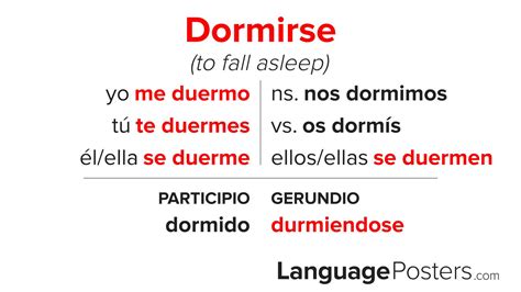Dormirse Conjugation - Conjugate Dormirse in Spanish - LanguagePosters.com