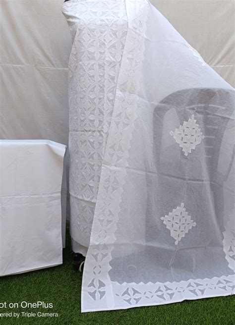 Pure Cotton Applique Work Unstitched Suit With Cotton Applique Work Du ...