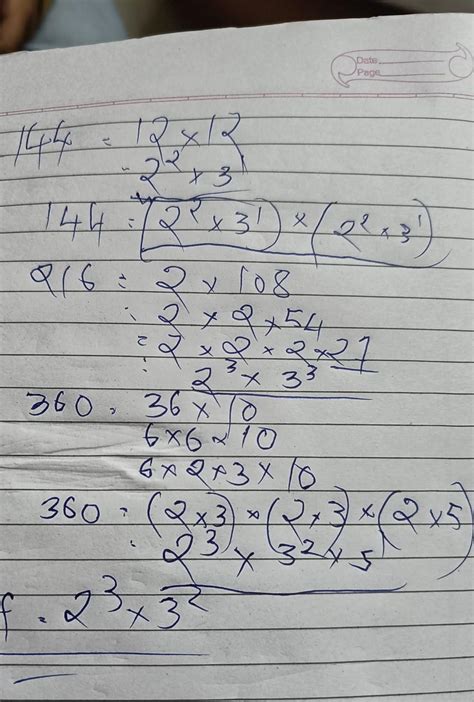 The hcf of 144,216 and 360 in index notation - Brainly.in