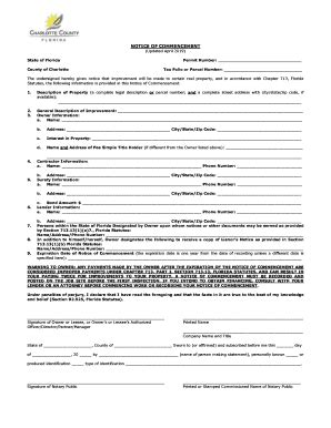 2020-2025 Form FL Notice of Commencement - County of Charlotte Fill ...