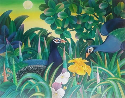 "Nature": Green Acrylic Painting (48x60) by Murali Nagapuzha – ArtZolo.com