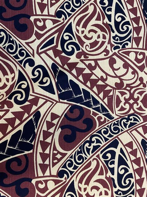 Polynesian Tapa Fabric - 100% Cotton, Tribal Design, Sold By The Yard ...