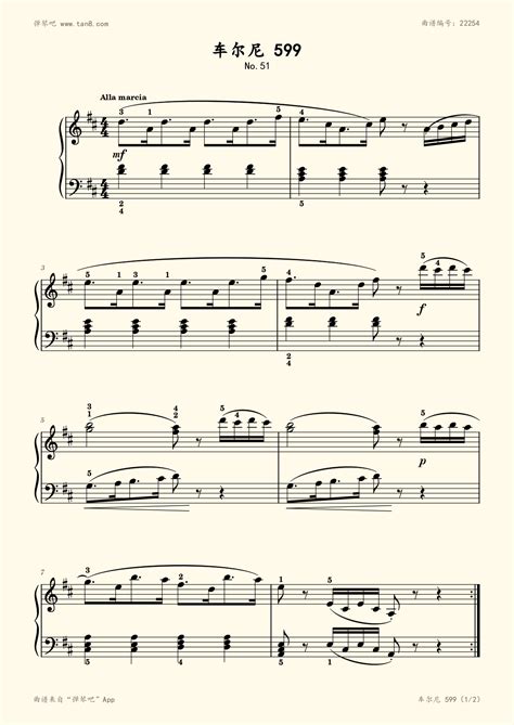 《车尔尼599 NO.51,钢琴谱》车尔尼|弹琴吧|钢琴谱|吉他谱|钢琴曲|乐谱|五线谱|高清免费下载|蛐蛐钢琴网