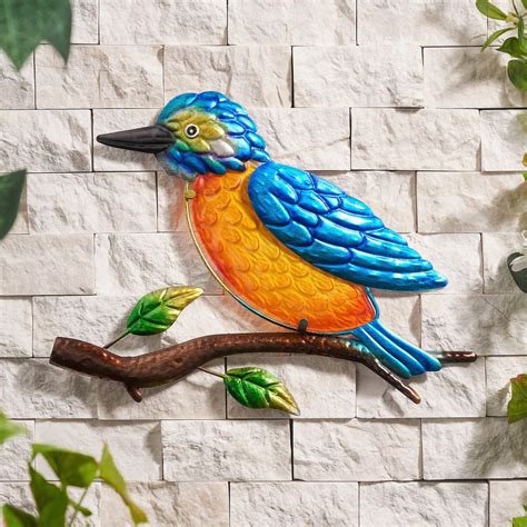 Buy Creekwood Kingfisher Bird Glass/Metal Garden Wall Art Decoration ...