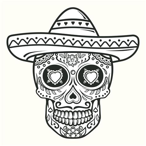 Mexican skull, day of the dead tatoo 11538083 Vector Art at Vecteezy