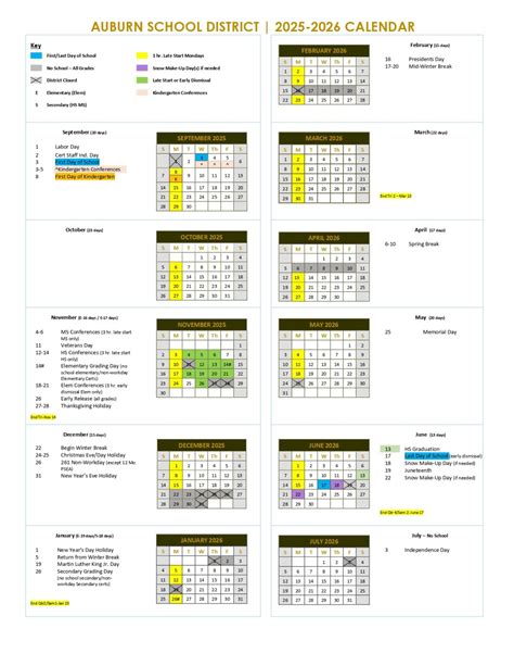 Auburn school district Calendar 25-26 Revised [PDF] - EduCounty