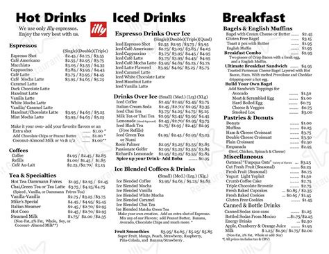 Menu at Last Drop Cafe, Claremont