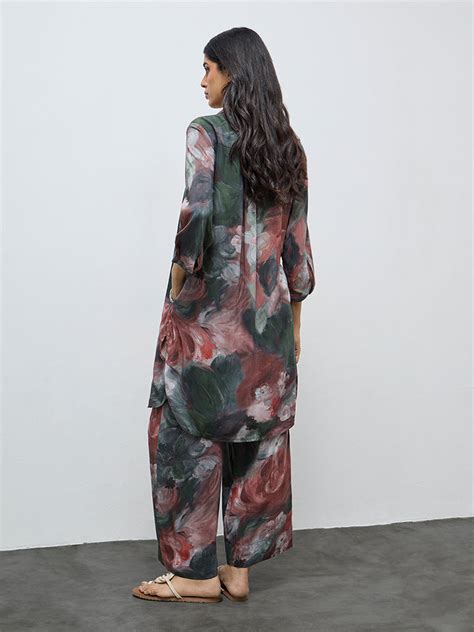 Buy Utsa Green Floral Pattern A-Line Kurta from Westside – Westside Global
