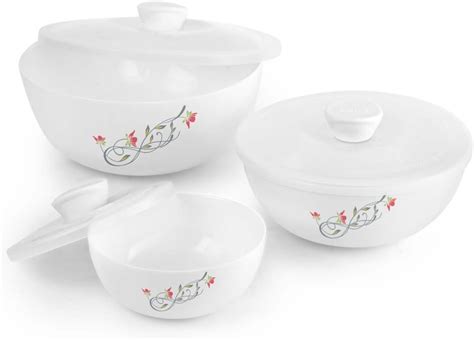 Buy CELLO Opalware Royale Mixing Bowls with Lids - 3 Units, Blooming ...