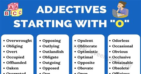 Adjectives that Start with O: 100 Useful Adjectives Beginning with O ...