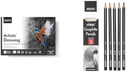 BRUSTRO Artist Drawing Glued Paper Pad, 200 GSM, A4-24 Sheets & BRUSTRO ...