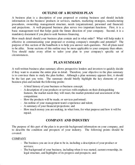 Business Plan Outline Example 的图像结果
