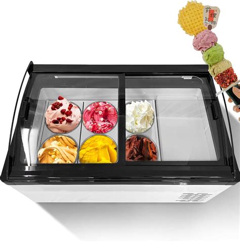 Mvckyi Commercial Ice Cream Freezer Display Case, 6 Tubs Gelato Dipping ...