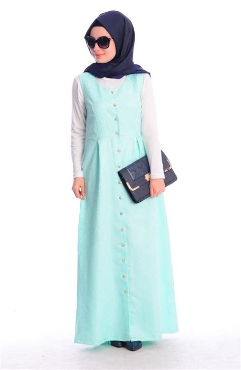 Mint Green Hijab Dress 53952-03 | Sefamerve