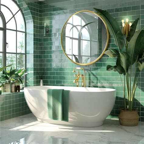 Green Tiles Bathroom Texture