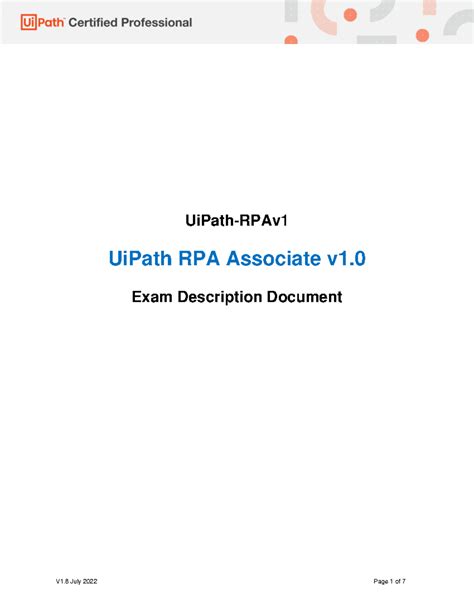 UiPath Certified RPA Associate v1.0 - Exam Overview & Updates - Studocu