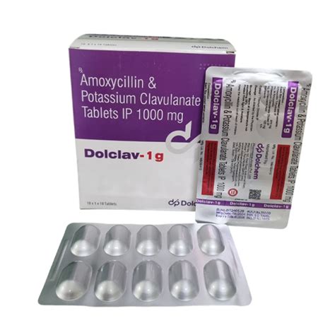 Dolclav 1g - Amoxycillin & Potassium Clavulanate Tablets IP 1000 mg ...