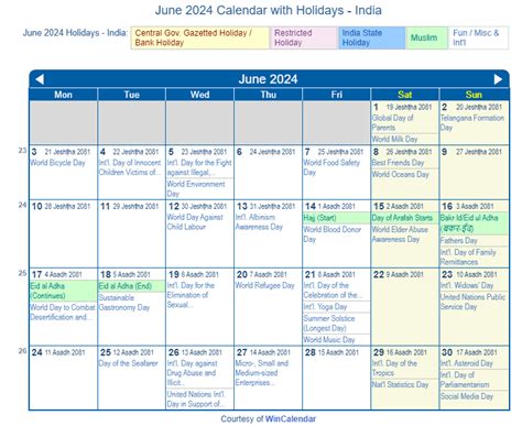 Print Friendly June 2024 India Calendar for printing