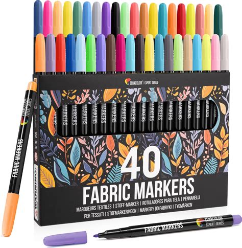 Amazon.com: Zenacolor 40 Fabric Markers Pens Set - Non Toxic, Indelible ...