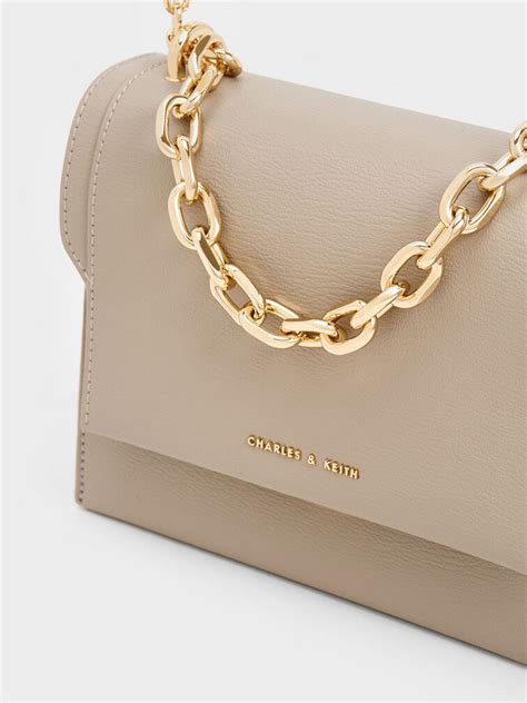 Taupe Brennan Chain Handle Crossbody Bag - Taupe - Bags - CHARLES ...