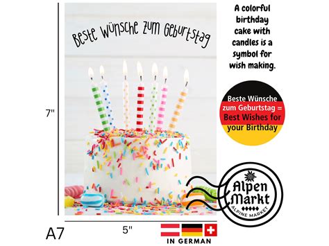 German Birthday Card "best Wishes for Your Birthday" = "beste Wünsche ...