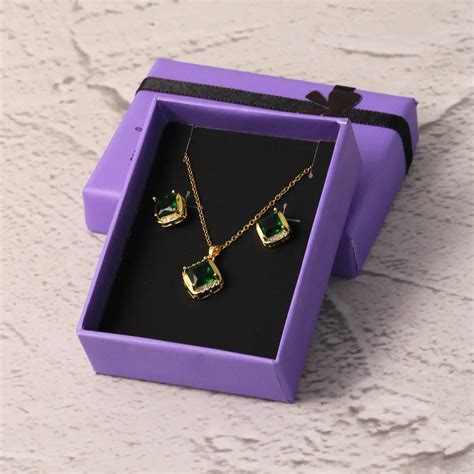 Emerald Fancy Earrings and Necklace Set | Salty – Salty Accessories