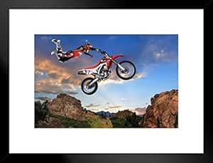 Poster Foundry Freestyle Motocross Rider Performing Stunt on Motorcycle ...