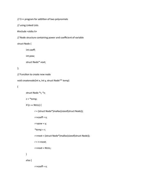 Polynomial - // C++ program for addition of two polynomials // using ...
